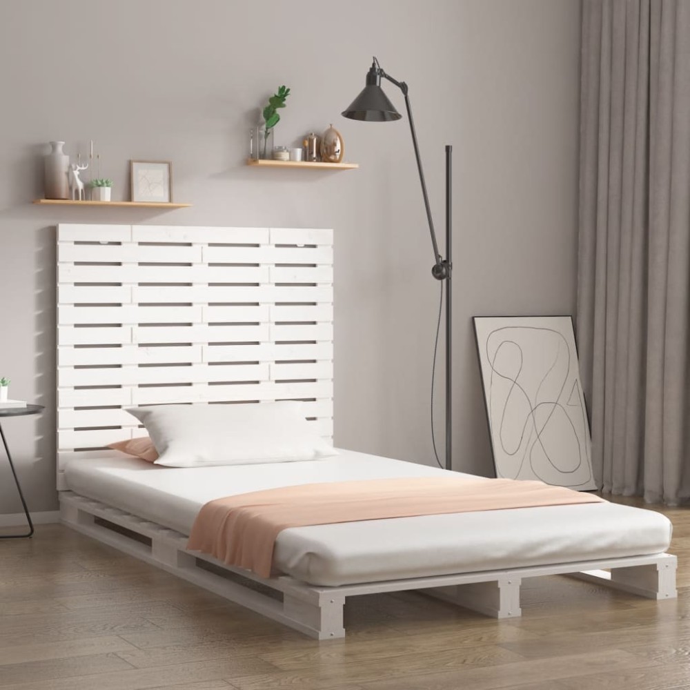 vidaXL Κεφαλάρι Τοίχου Λευκό 81x3x91,5cm από Μασίφ Ξύλο Πεύκου 1 τεμ.