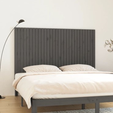 vidaXL Κεφαλάρι Τοίχου Γκρι 185x3x110cm από Μασίφ Ξύλο Πεύκου 1 τεμ.