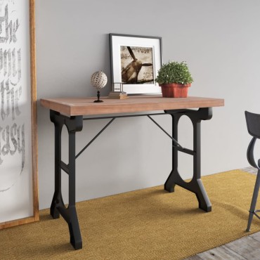 vidaXL Τραπεζαρία 110x65x82cm από Μασίφ Ξύλο Ελάτης και Σίδερο 1 τεμ.