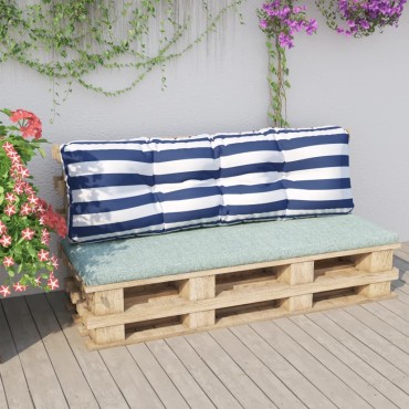 vidaXL Μαξιλάρι Παλέτας Μπλε & Λευκό Ριγέ 120x40x12cm Υφασμάτινο