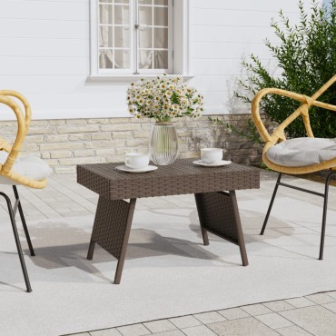 vidaXL Τραπεζάκι Βοηθητικό Πτυσσόμενο Καφέ 60x40x38cm Συνθετικό Ρατάν 1 τεμ.