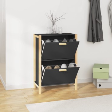 vidaXL Παπουτσοθήκη Μαύρη 57,5x33x80cm από Επεξεργασμένο Ξύλο