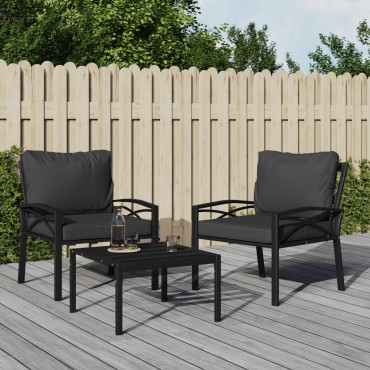 vidaXL Καρέκλα Κήπου 68x76x79cm Ατσάλινη με Γκρι Μαξιλάρια
