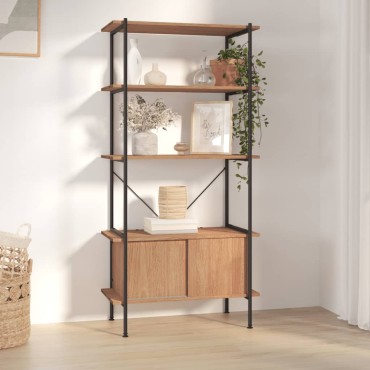 vidaXL Ραφιέρα 5 Επιπέδων με Ντουλάπι 80x40x163cm Ατσάλι/Επεξ. Ξύλο 1 τεμ.