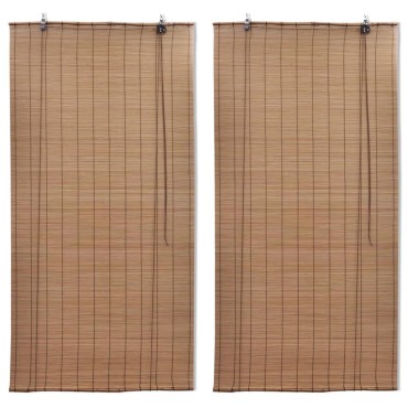 vidaXL Στόρια Σκίασης 2 τεμ. Καφέ 150 x 220 εκ. από Μπαμπού