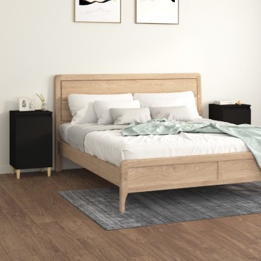 vidaXL Κομοδίνα 2 τεμ. Μαύρα 40x35x70cm από Επεξεργασμένο Ξύλο