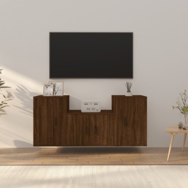 vidaXL Σετ Επίπλων Τηλεόρασης 3 τεμ. Καφέ δρυς Επεξ. Ξύλο 40x34,5x60cm