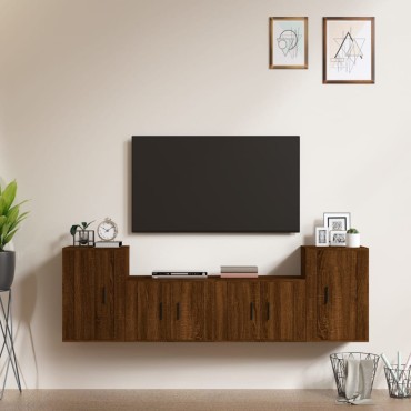 vidaXL Σετ Επίπλων Τηλεόρασης 4 τεμ. Καφέ δρυς Επεξ. Ξύλο 57x34,5x40cm