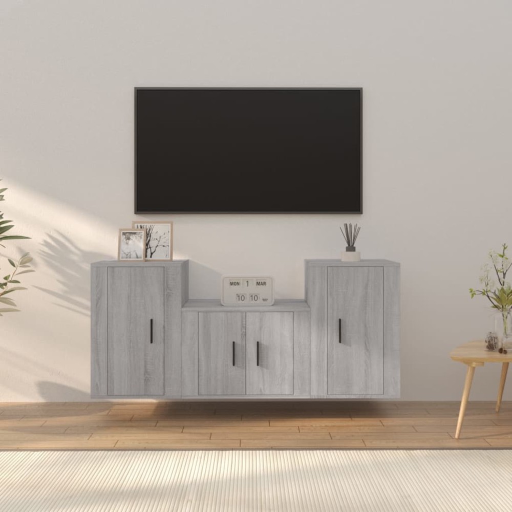 vidaXL Σετ Επίπλων Τηλεόρασης 3 τεμ. Γκρι Sonoma Επεξεργασμένο Ξύλο 40x34,5x60cm