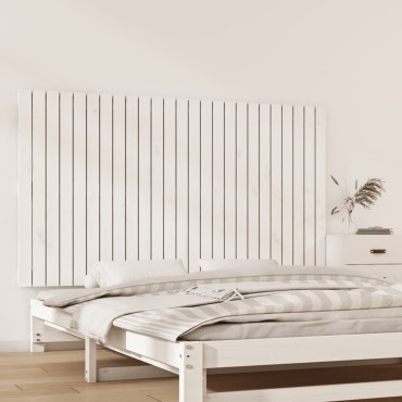 vidaXL Κεφαλάρι Τοίχου Λευκό 159,5x3x90cm από Μασίφ Ξύλο Πεύκου 1 τεμ.