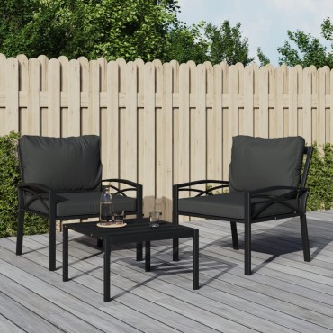 vidaXL Καρέκλες Κήπου 2 τεμ. 68x76x79cm Ατσάλι με Γκρι Μαξιλάρια Διθέσιος