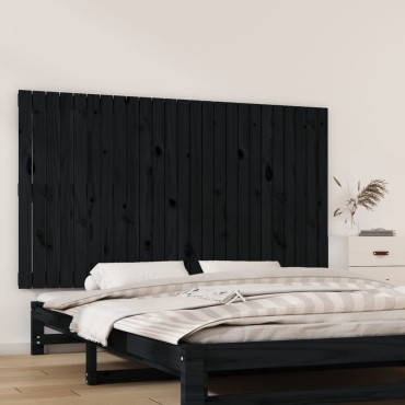 vidaXL Κεφαλάρι Τοίχου Μαύρο 159,5x3x90cm από Μασίφ Ξύλο Πεύκου 1 τεμ.