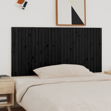 vidaXL Κεφαλάρι Τοίχου Μαύρο 185x3x90cm από Μασίφ Ξύλο Πεύκου 1 τεμ.