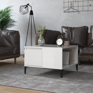 vidaXL Τραπεζάκι Σαλονιού Γυαλ. Λευκό 55x55x36,5cm Επεξεργ. Ξύλο 1 τεμ.