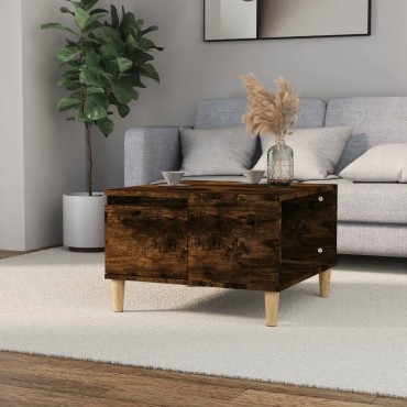 vidaXL Τραπεζάκι Σαλονιού Καπνιστή Δρυς 55x55x36,5cm Επεξεργασμ. Ξύλο 1 τεμ.