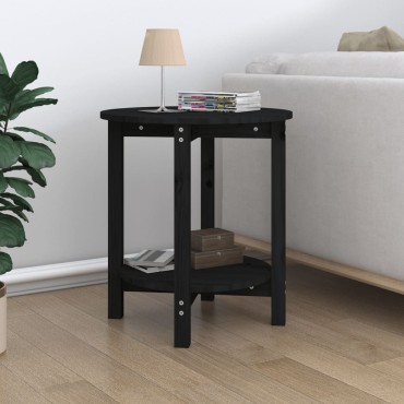 vidaXL Τραπεζάκι Σαλονιού Μαύρο 55x60cm από Μασίφ Ξύλο Πεύκου 1 τεμ.