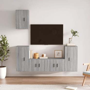 vidaXL Σετ Επίπλων Τηλεόρασης 5 τεμ. Γκρι Sonoma Επεξεργασμένο Ξύλο 57x34,5x40cm
