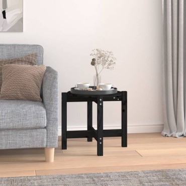 vidaXL Τραπεζάκι Σαλονιού Μαύρο 52,5x45cm από Μασίφ Ξύλο Πεύκου 1 τεμ.
