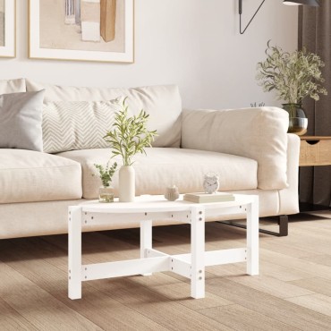 vidaXL Τραπεζάκι Σαλονιού Λευκό 87x48x35cm από Μασίφ Ξύλο Πεύκου 1 τεμ.