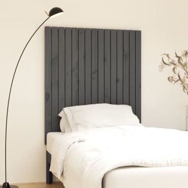 vidaXL Κεφαλάρι Τοίχου Γκρι 95,5x3x110cm από Μασίφ Ξύλο Πεύκου 1 τεμ.