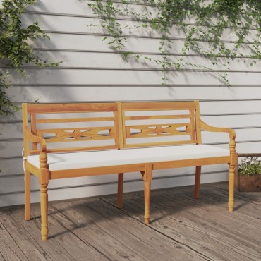 vidaXL Παγκάκι Batavia από Μασίφ Ξύλο Teak με Μαξιλάρι 150x51,5x84cm 1 τεμ.