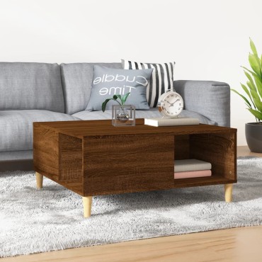 vidaXL Τραπεζάκι Σαλονιού Καφέ Δρυς 80x80x36,5cm Επεξεργασμένο Ξύλο 1 τεμ.