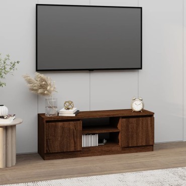 vidaXL Έπιπλο Τηλεόρασης με Πόρτα Καφέ Δρυς 102x30x36cm