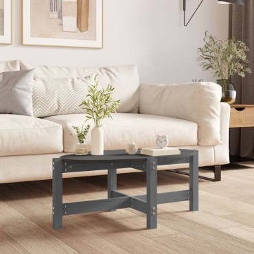 vidaXL Τραπεζάκι Σαλονιού Γκρι 87x48x35cm από Μασίφ Ξύλο Πεύκου 1 τεμ.