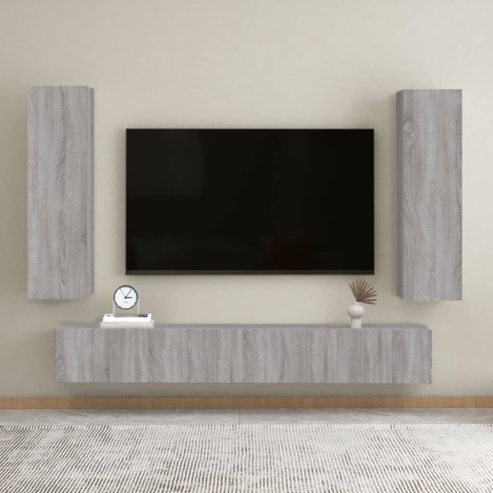 vidaXL Έπιπλα Τηλεόρασης Επιτοίχια 2 τεμ. Γκρι Sonoma 30,5x30x110cm