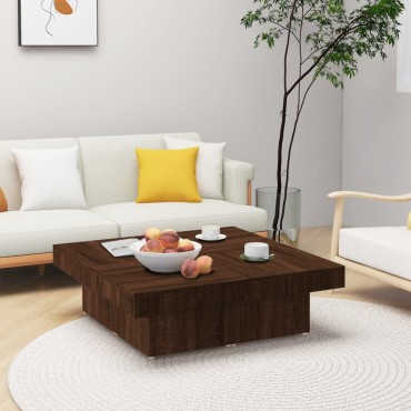 vidaXL Τραπεζάκι Σαλονιού Καφέ Δρυς 90x90x28cm Επεξεργασμένο Ξύλο 1 τεμ.