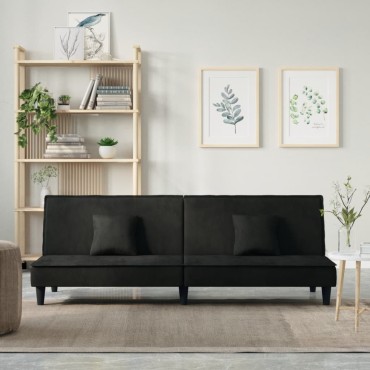 vidaXL Καναπές Κρεβάτι Μαύρος Βελούδινος 200x100x33cm 1 τεμ. Γωνιακός
