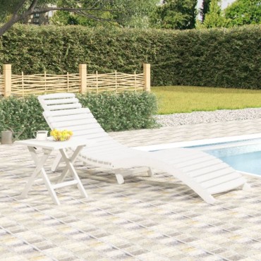 vidaXL Ξαπλώστρα Λευκή 184x55x64cm από Μασίφ Ξύλο Ακακίας 1 τεμ.