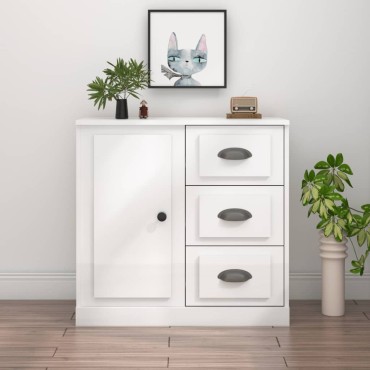 vidaXL Ντουλάπι Γυαλιστερό Λευκό 70x35,5x67,5cm Επεξεργασμένο Ξύλο 1 τεμ.