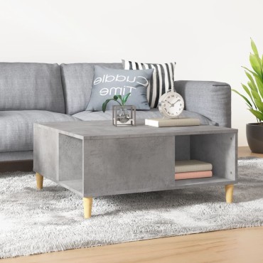 vidaXL Τραπεζάκι Σαλονιού Γκρι Σκυροδ. 80x80x36,5cm Επεξεργ. Ξύλο 1 τεμ.
