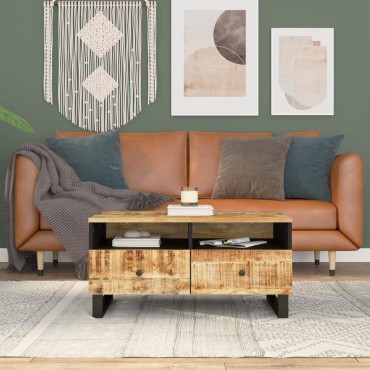 vidaXL Τραπεζάκι Σαλονιού 80x54x40cm Μασίφ Ξύλο Μάνγκο & Επεξ. Ξύλο 1 τεμ.