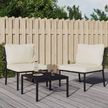 vidaXL Καρέκλες Κήπου 2 τεμ. 60x74x79cm Ατσάλινες Μαξιλάρια Χρ. Άμμου Διθέσιος