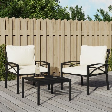 vidaXL Καρέκλες Κήπου 2 τεμ. 68x76x79cm Ατσάλινες Μαξιλάρια Χρ. Άμμου Διθέσιος