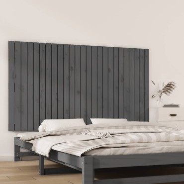vidaXL Κεφαλάρι Τοίχου Γκρι 159,5x3x90cm από Μασίφ Ξύλο Πεύκου 1 τεμ.