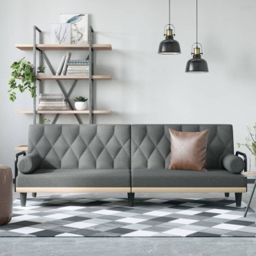 vidaXL Καναπές Κρεβάτι με Μπράτσα Σκούρο Γκρι Υφασμάτινος 205x100x47cm 1 τεμ. Γωνιακός