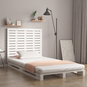 vidaXL Κεφαλάρι Τοίχου Λευκό 106x3x91,5cm από Μασίφ Ξύλο Πεύκου 1 τεμ.
