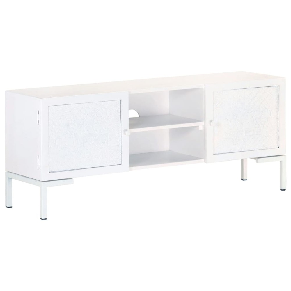 vidaXL Έπιπλο Τηλεόρασης Λευκό 115x30x46cm από Μασίφ Ξύλο Μάνγκο