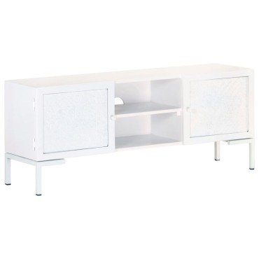 vidaXL Έπιπλο Τηλεόρασης Λευκό 115x30x46cm από Μασίφ Ξύλο Μάνγκο
