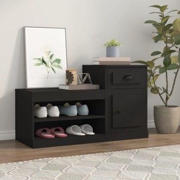 vidaXL Παπουτσοθήκη Μαύρη 100x42x60cm από Επεξεργασμένο Ξύλο