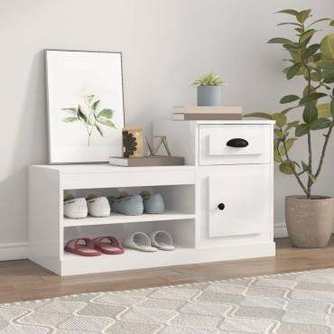 vidaXL Παπουτσοθήκη Γυαλιστερό Λευκό 100x42x60cm Επεξεργασμένο Ξύλο