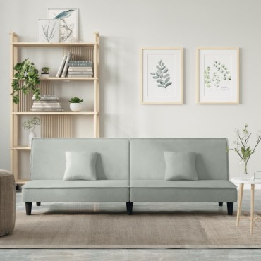 vidaXL Καναπές Κρεβάτι Ανοιχτό Γκρι Βελούδινος 200x100x33cm 1 τεμ. Γωνιακός