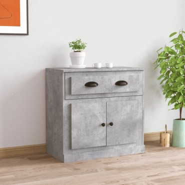 vidaXL Μπουφές Γκρι Σκυροδέματος 70x35,5x67,5cm Επεξεργασμένο Ξύλο 1 τεμ.