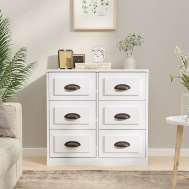 vidaXL Ντουλάπι Γυαλιστερό Λευκό 70x35,5x67,5cm Επεξεργασμένο Ξύλο 1 τεμ.