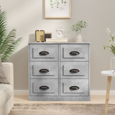 vidaXL Μπουφές Γκρι Σκυροδέματος 70x35,5x67,5cm Επεξεργασμένο Ξύλο 1 τεμ.