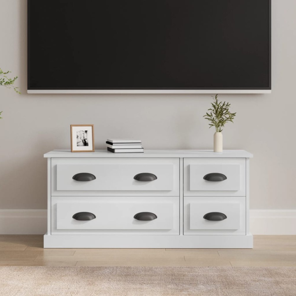 vidaXL Έπιπλο Τηλεόρασης Γυαλ. Λευκό 100x35,5x45cm Επεξεργασμένο Ξύλο