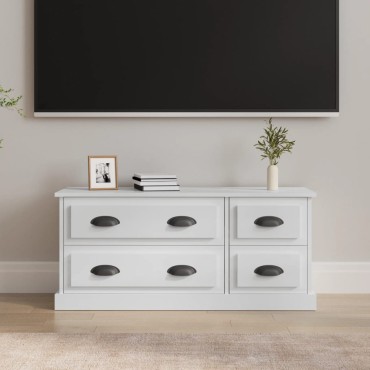 vidaXL Έπιπλο Τηλεόρασης Γυαλ. Λευκό 100x35,5x45cm Επεξεργασμένο Ξύλο